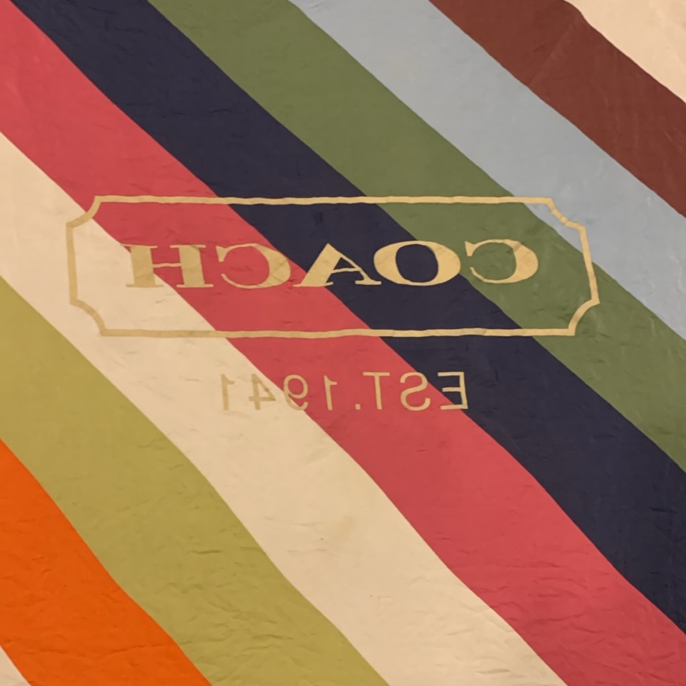 Coach gold foil logo silk scarf 🧡💚🩷💙🤎 - Picture 5 of 6